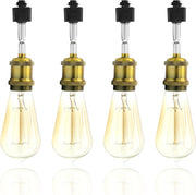 Adjustable E26 H Track Light Heads - 4-Pack, Brass - main product view
