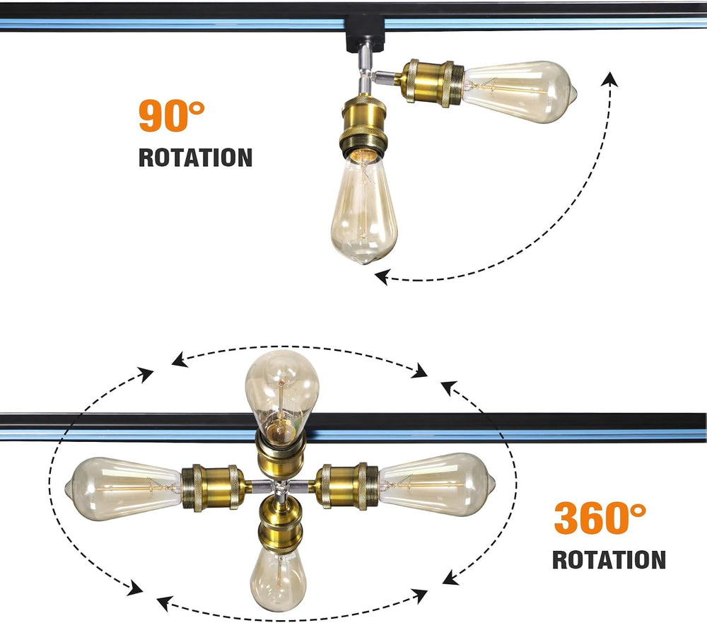 Adjustable E26 H Track Light Heads - 4-Pack, Brass - product detail 3