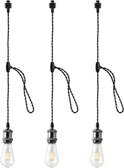 Adjustable E26 H Track Pendant Lights - 3-Pack, Black - main product view