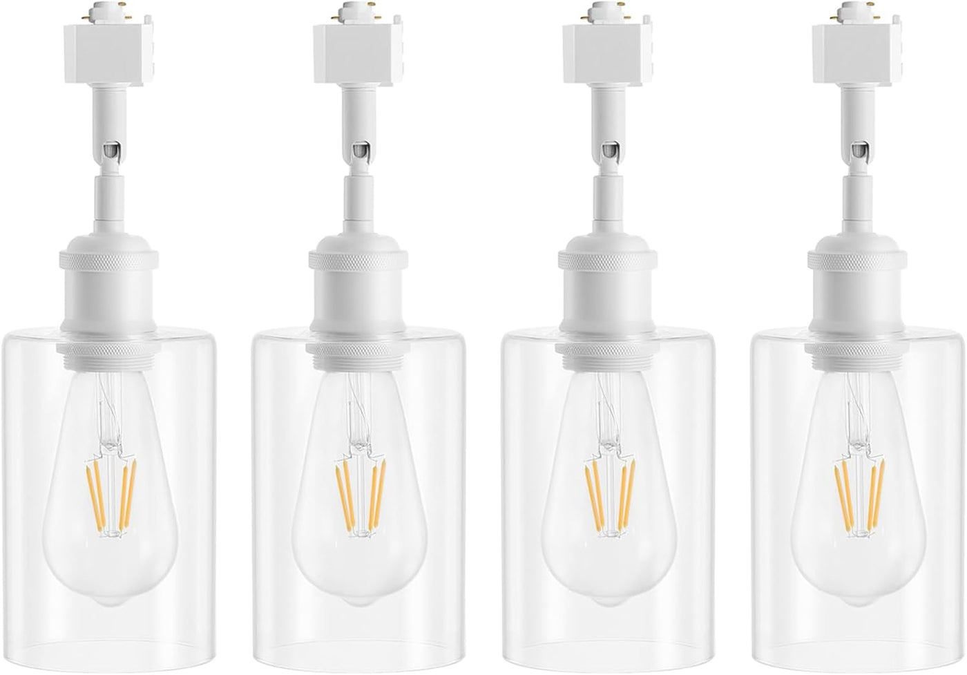 E26 Glass H Track Pendant Lights - 4-Pack, Black - main product view