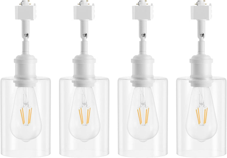 E26 Glass H Track Pendant Lights - 4-Pack, Black - main product view