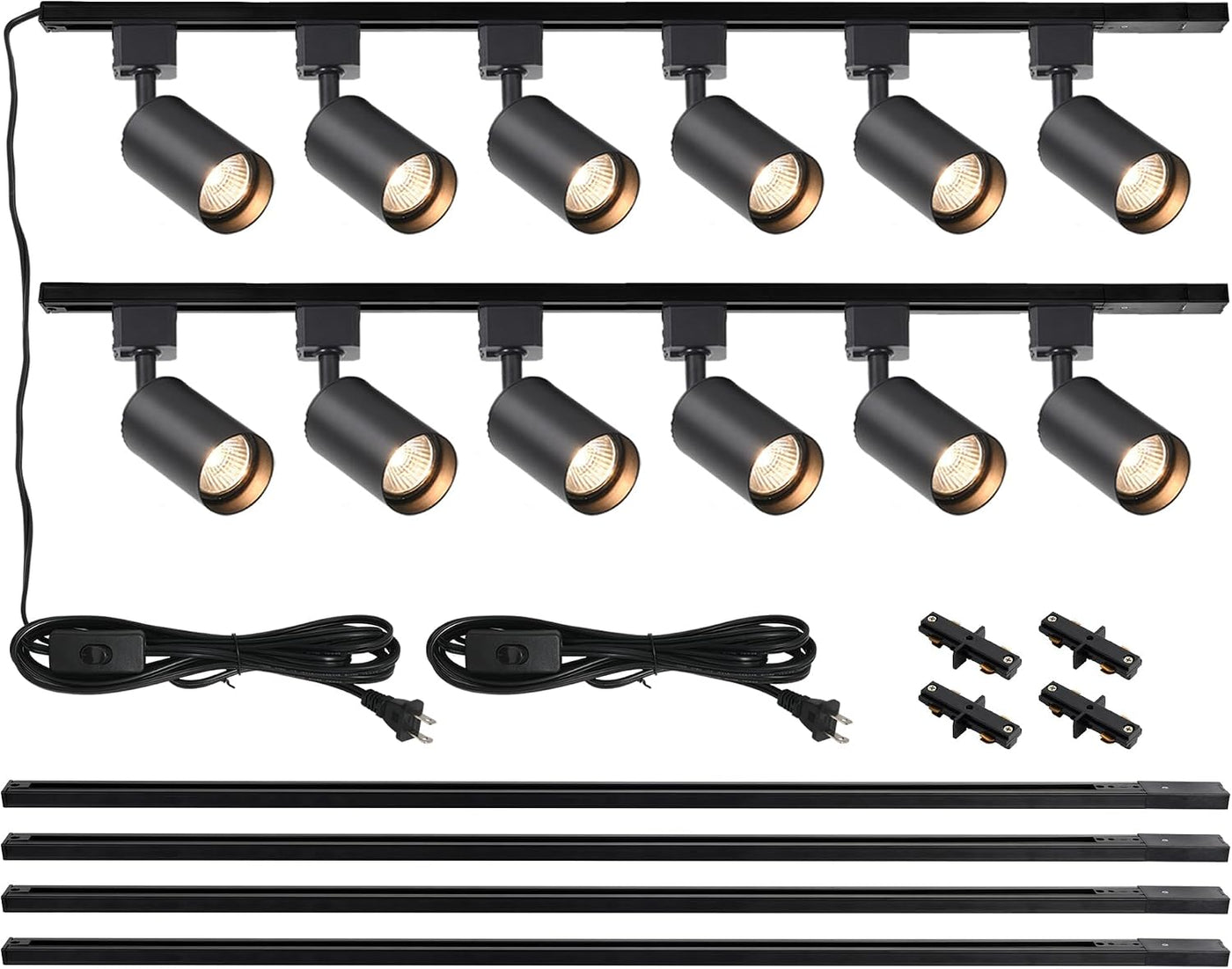 12-Light Plug-in Track Lighting Kit - Black - main product view