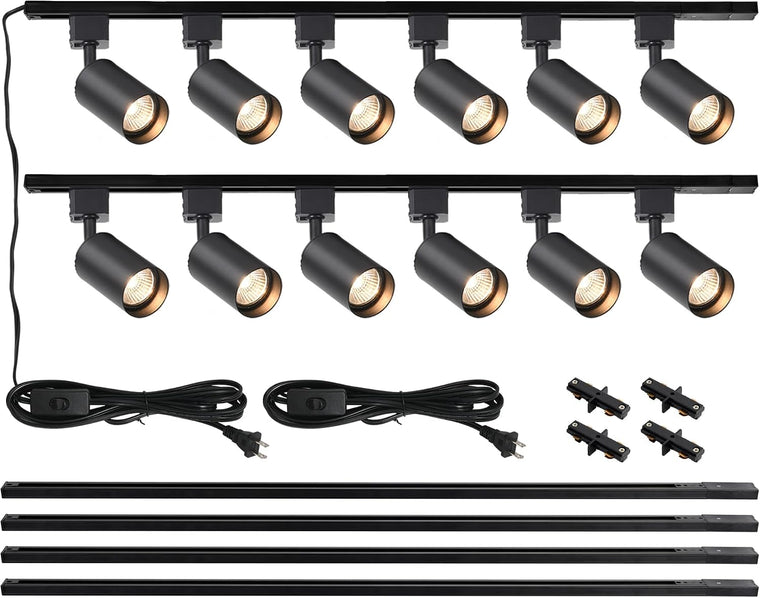 12-Light Plug-in Track Lighting Kit - Black - main product view