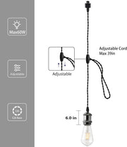 Adjustable E26 H Track Pendant Lights - 9-Pack, Black - product detail 2