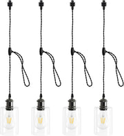 Adjustable E26 H Track Pendant Lights - 4-Pack, Black - main product view