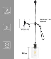 Adjustable E26 H Track Pendant Lights - 4-Pack, Black - product detail 2