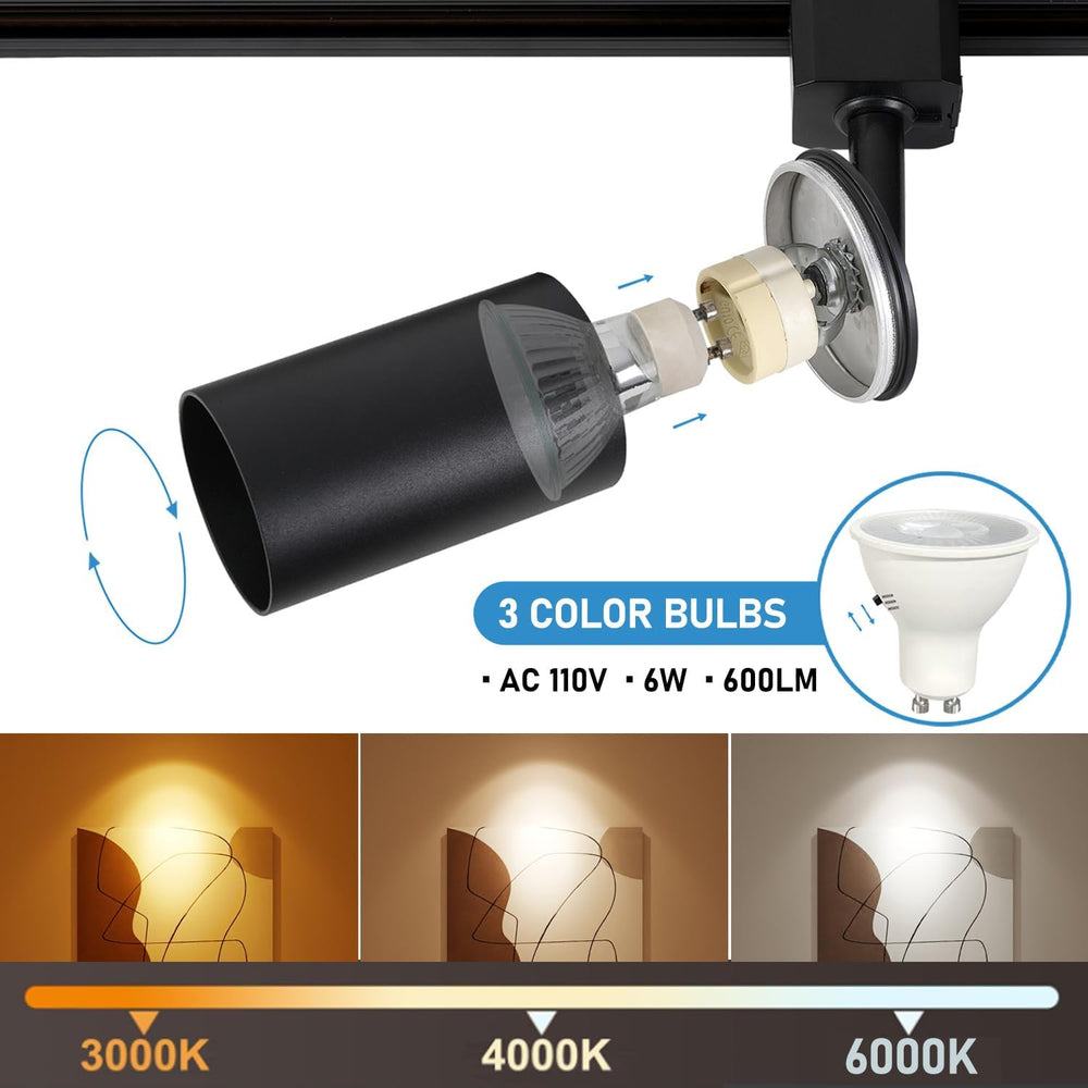 6-Light 3-CCT Plug-in Track Lighting Kit - Black - product detail 3